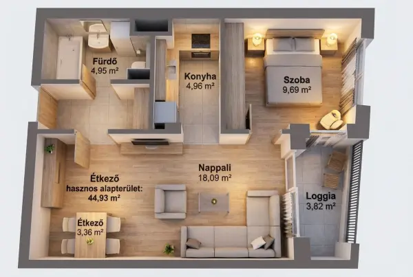 Eladó új építésű téglalakás, Budapest, VIII. kerület 2 szoba 45 m² 84.31 M Ft