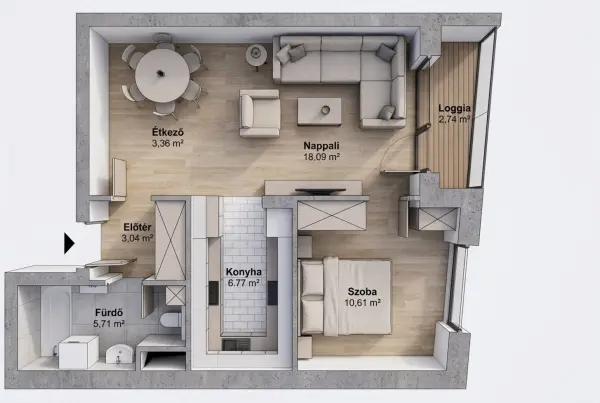 Eladó új építésű téglalakás, Budapest, VIII. kerület 2 szoba 48 m² 88.11 M Ft